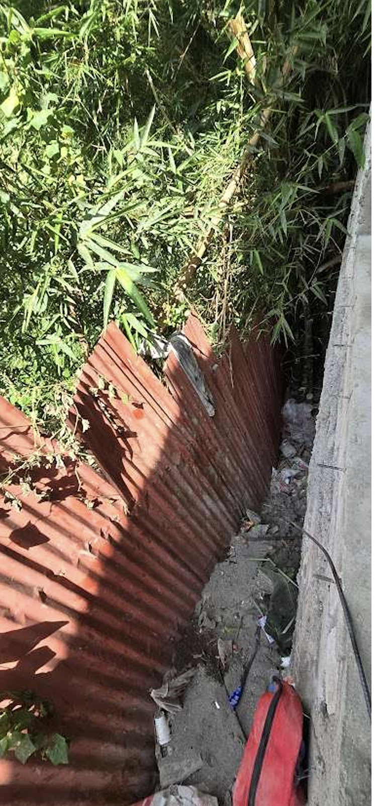 Steep ground beside the construction site